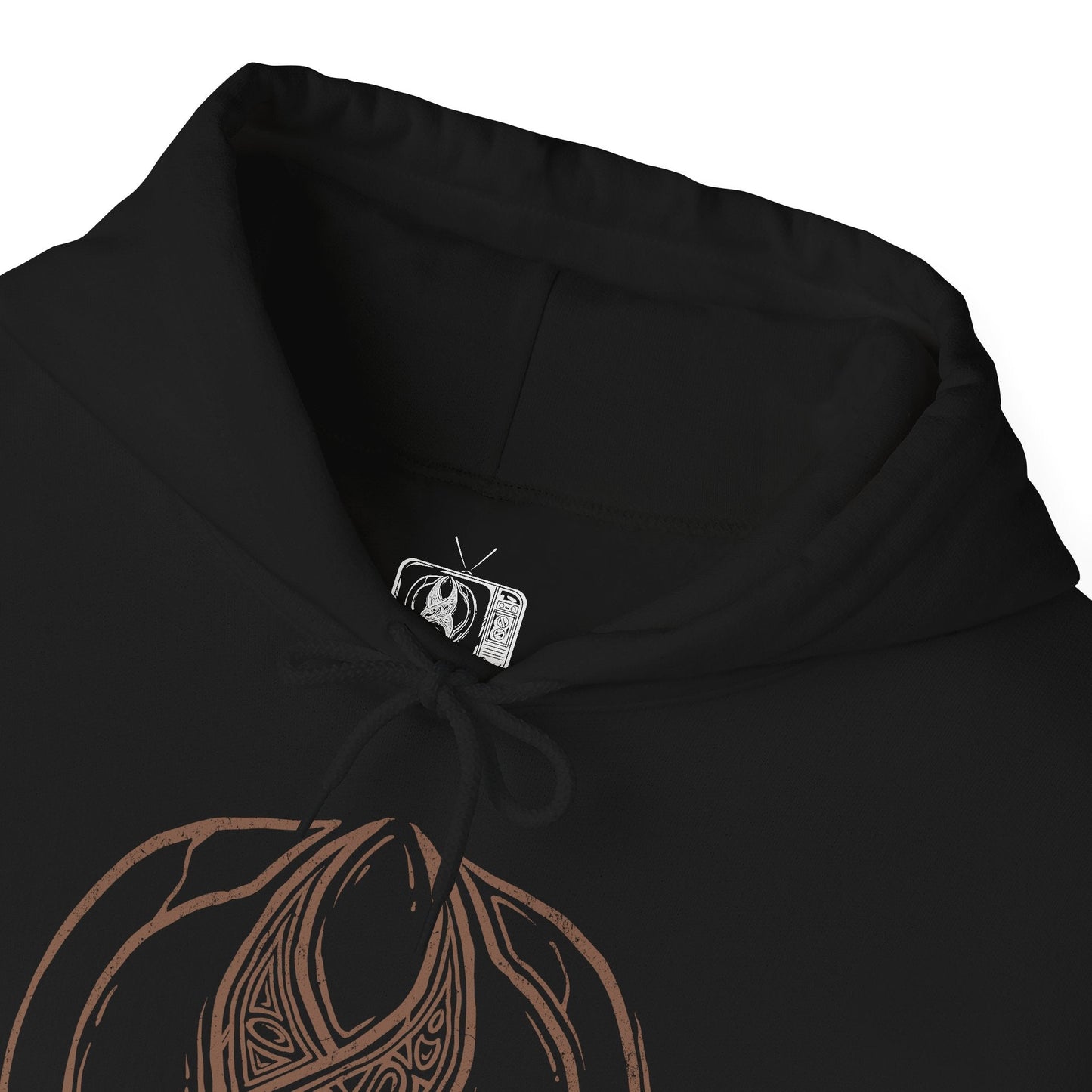 Folded Hooded Sweatshirt depicting Isaac Clarke facing a horde of Necromorphs in the shadowed corridors of the Ishimura, their elongated limbs reaching toward him as debris drifts in the air. Red emergency lights cast stark glows across twisted, alien forms. The design captures the terrifying atmosphere of Dead Space, embodying fear, mutation, and the claustrophobic terror of a ship overrun by the undead.