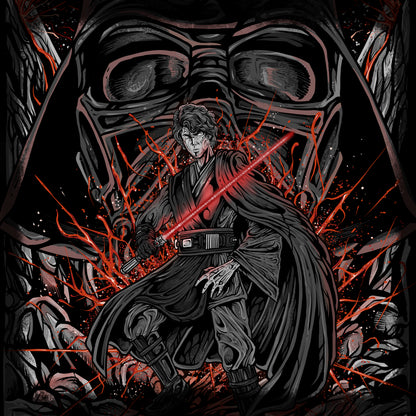 Wallpaper of Anakin Skywalker. The story of Anakin Skywalker becoming Darth Vader defines the heart of Star Wars. Consumed by fear of losing those he loved, Anakin embraced the Dark Side, gaining immense power at the cost of his humanity. Encased in black armor, Vader became a symbol of fear across the galaxy.