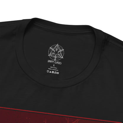 Folded T-Shirt design of Dante from Devil May Cry 5, standing amid a storm of demonic energy with Rebellion in hand and Ebony & Ivory at the ready. His iconic red coat flows through the chaos as embers and hellish power surround him. The design captures Dante’s cocky confidence, unmatched combat skill, and relentless role as a demon hunter facing the forces of the underworld.