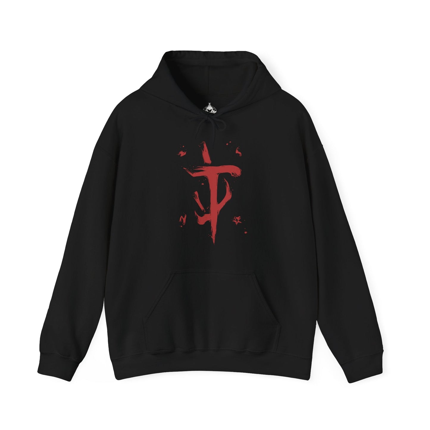 Image 4 of a Hooded Sweatshirt of the Doom Slayer standing victorious over fallen demons in a gothic battlefield, his armor scarred and glowing with hellish energy. Massive weapons and medieval siege ruins surround him as flames rise into a storm-filled sky. The composition emphasizes power, brutality, and the primal war between humanity and Hell reimagined in a dark age setting.
