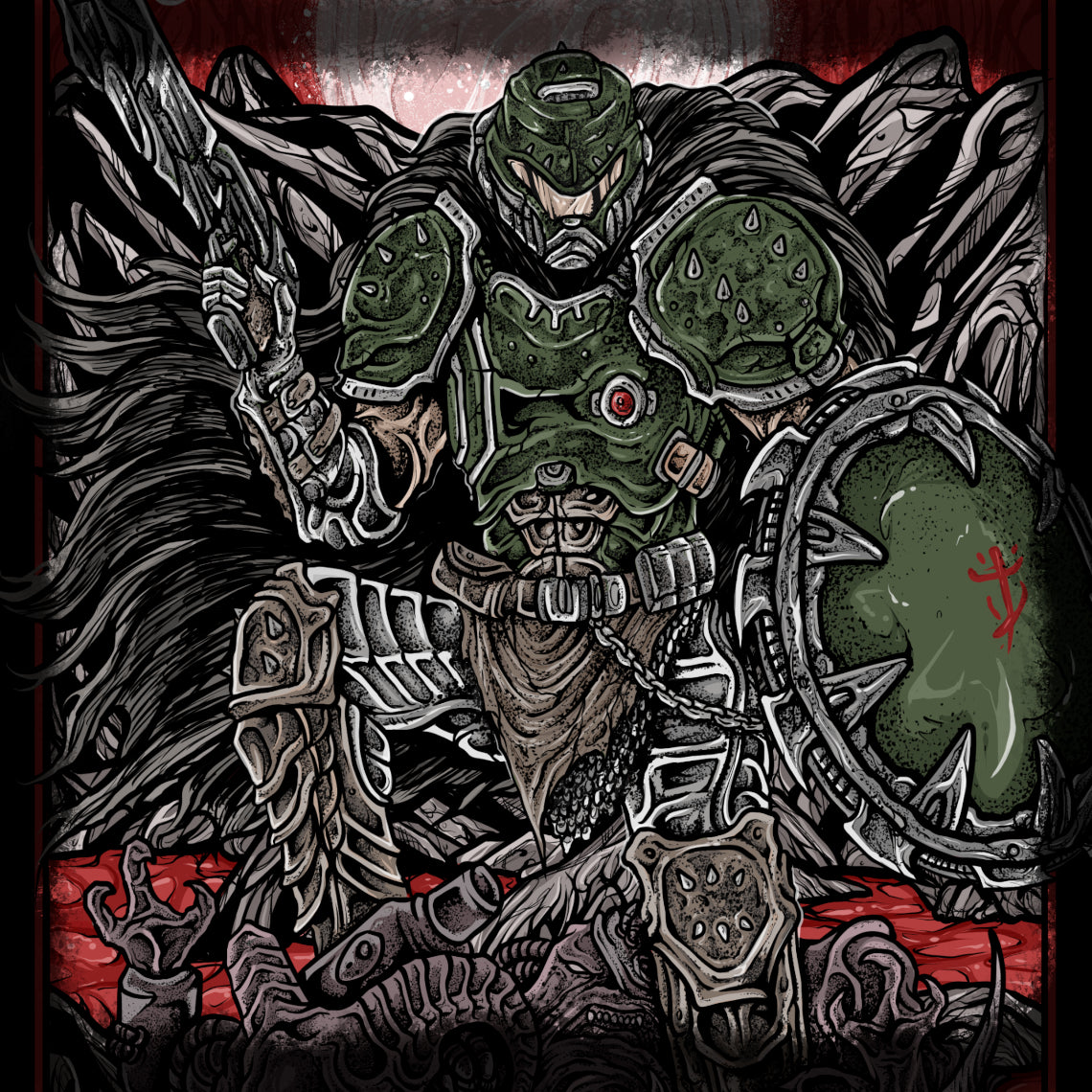 Wallpaper of Doom The Dark Ages. In DOOM: The Dark Ages, the Doom Slayer fights in a brutal era of castles, dragons, and infernal war. This prequel explores a darker, more primal version of DOOM, where shields, flails, and siege weapons merge with relentless combat. It expands the lore of the Slayer, showing his rise as a mythic force of destruction.