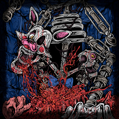 Artwork of Five Nights at Freddy's Mangle. Mangle is one of the most disturbing animatronics in Five Nights at Freddy's 2, appearing as a heavily dismantled version of Toy Foxy. Rebuilt repeatedly by children at Freddy Fazbear’s Pizza, Mangle became a tangled mass of exposed wires, endoskeleton parts, and glowing eyes, turning a once-friendly mascot into a terrifying symbol of broken innocence.