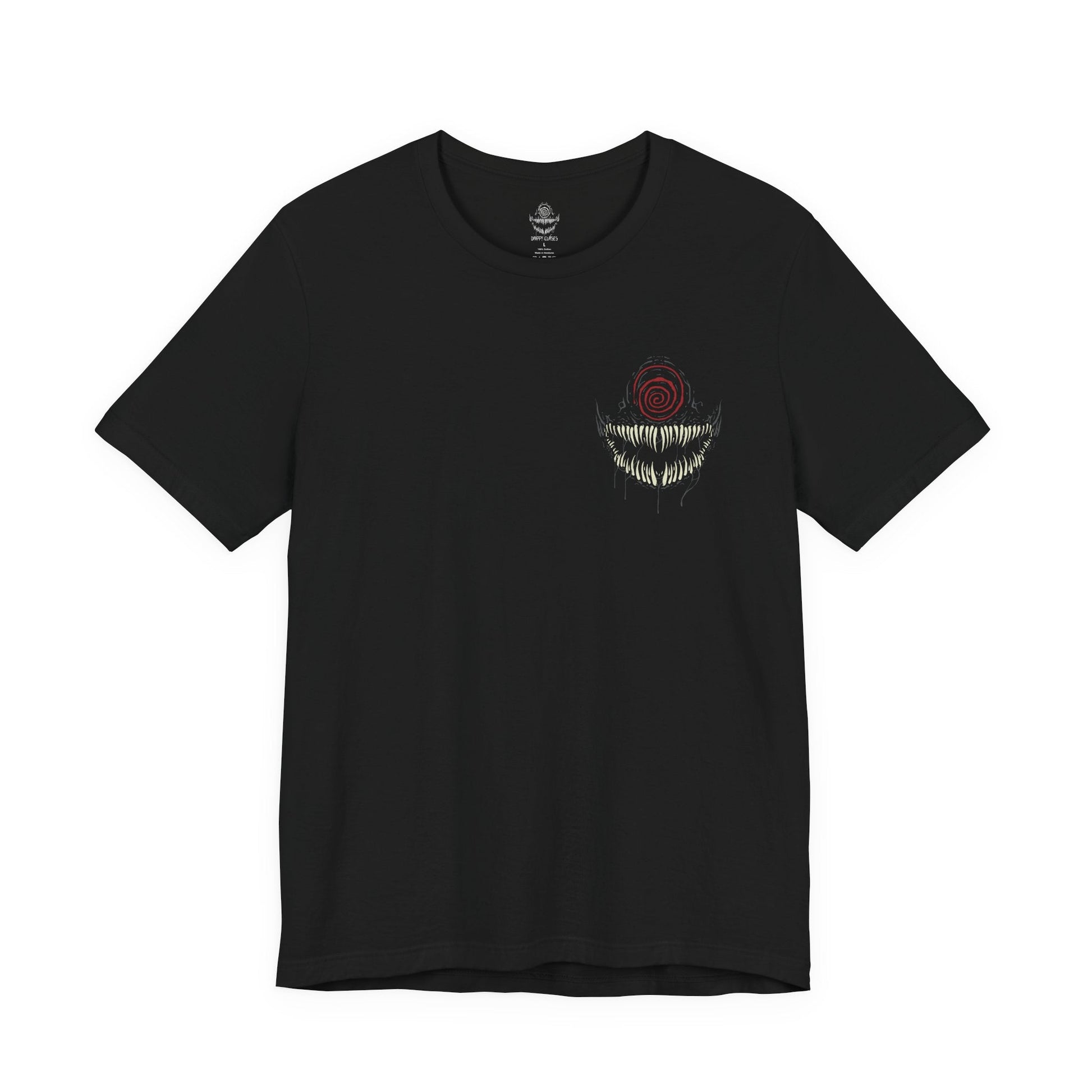 Image 4 of a T-Shirt artwork depicting Knull summoning an army of symbiote dragons beneath a collapsing sky, black tendrils engulfing planets and stars around him. The All-Black Necrosword crackles with dark energy while living shadows twist across his armor. This design reflects his role as creator of the symbiotes and the overwhelming force of an ancient god seeking to consume all light.