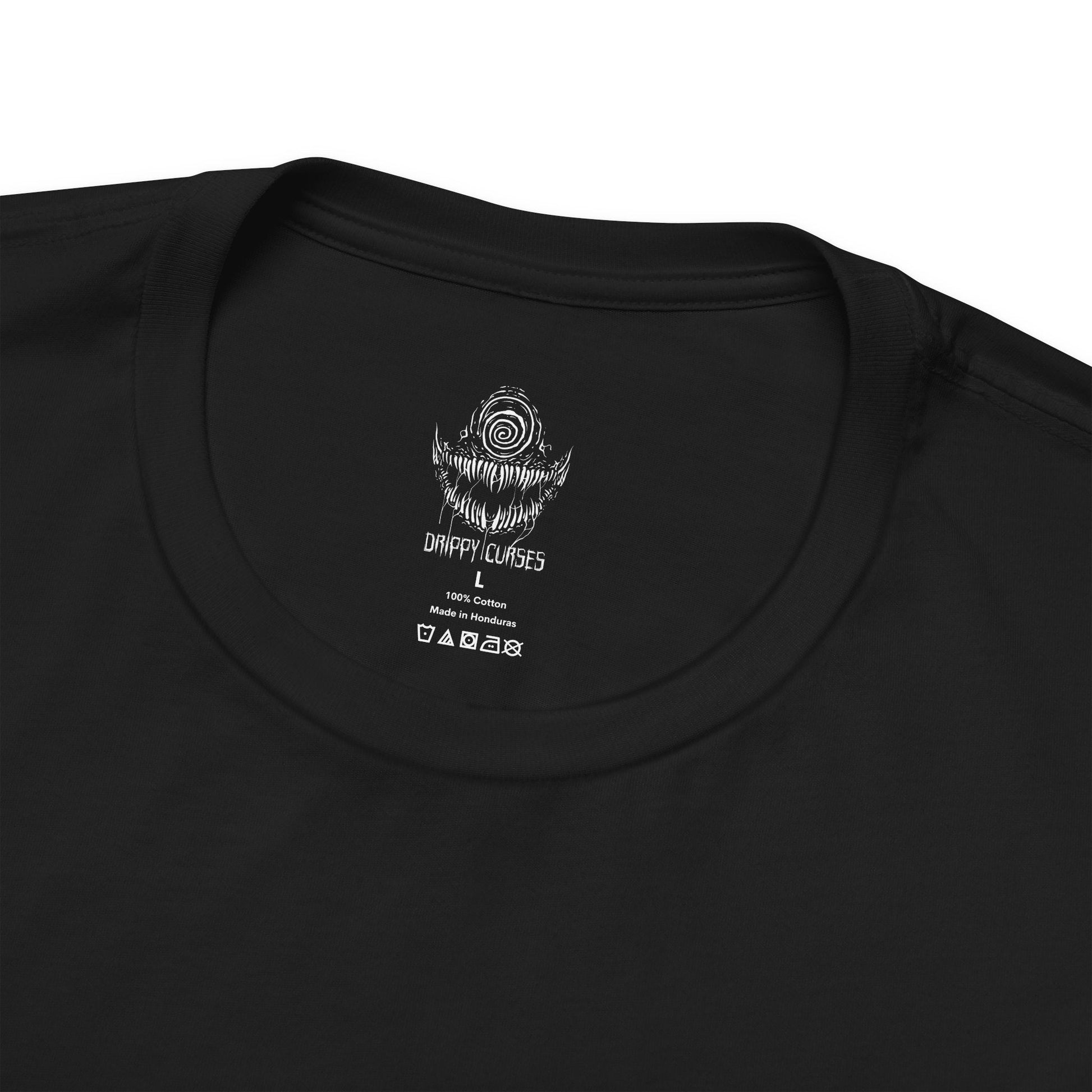 Folded T-Shirt artwork depicting Knull summoning an army of symbiote dragons beneath a collapsing sky, black tendrils engulfing planets and stars around him. The All-Black Necrosword crackles with dark energy while living shadows twist across his armor. This design reflects his role as creator of the symbiotes and the overwhelming force of an ancient god seeking to consume all light.