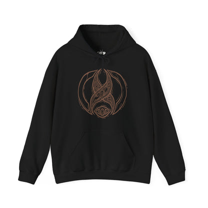 Image 4 of a Hooded Sweatshirt depicting Isaac Clarke facing a horde of Necromorphs in the shadowed corridors of the Ishimura, their elongated limbs reaching toward him as debris drifts in the air. Red emergency lights cast stark glows across twisted, alien forms. The design captures the terrifying atmosphere of Dead Space, embodying fear, mutation, and the claustrophobic terror of a ship overrun by the undead.