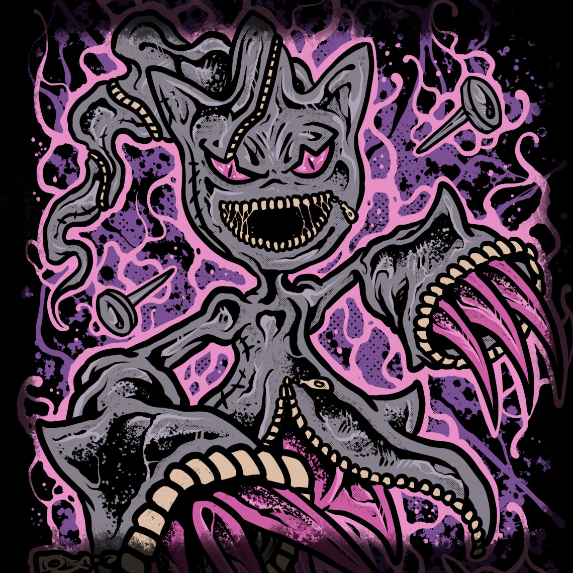 Artwork of The Cursed Doll of Hoenn. Said to originate from a doll that was carelessly thrown away, this ghostly creature is fueled by powerful feelings of abandonment. As its resentment grows, the zipper running across its body strains to hold back the dark energy building inside. Witnesses claim the air around it becomes cold and heavy when that power begins to leak out.