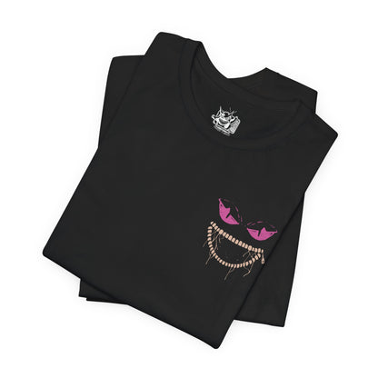 Image 6 of a T-shirt artwork depicting Mega Banette hovering in a moonlit alley, its stitched limbs stretched unnaturally as dark aura swirls from its unzipped torso. The piercing gaze and chaotic energy emphasize its transformation through Mega Evolution, where suppressed hatred becomes overwhelming power. This design reflects haunting presence, supernatural intensity, and the terrifying charm of ghost-type Pokémon.