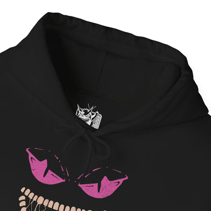 Folded Hooded Sweatshirt of Mega Banette floating against a stormy night sky, zipper jaw opened wide as purple shadow energy bursts outward. Its puppet-like frame twists with amplified curse power, symbolizing the unleashed grudge that defines its Mega form. The composition highlights eerie evolution, spectral aggression, and the darker side of Pokémon’s ghostly transformations.