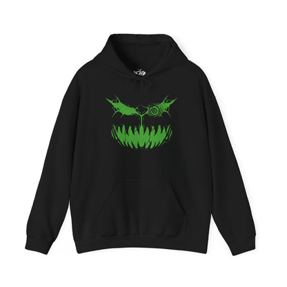 Image 4 of a Hooded Sweatshirt of Spiritomb erupting from the cracked Odd Keystone, a swirling cloud of spectral faces glowing in violet light. Dark mist coils across the ground while ghostly energy distorts the air around the cursed stone. The composition emphasizes supernatural horror, imprisoned souls, and the ancient folklore that defines Spiritomb’s eerie presence in the Pokémon world.
