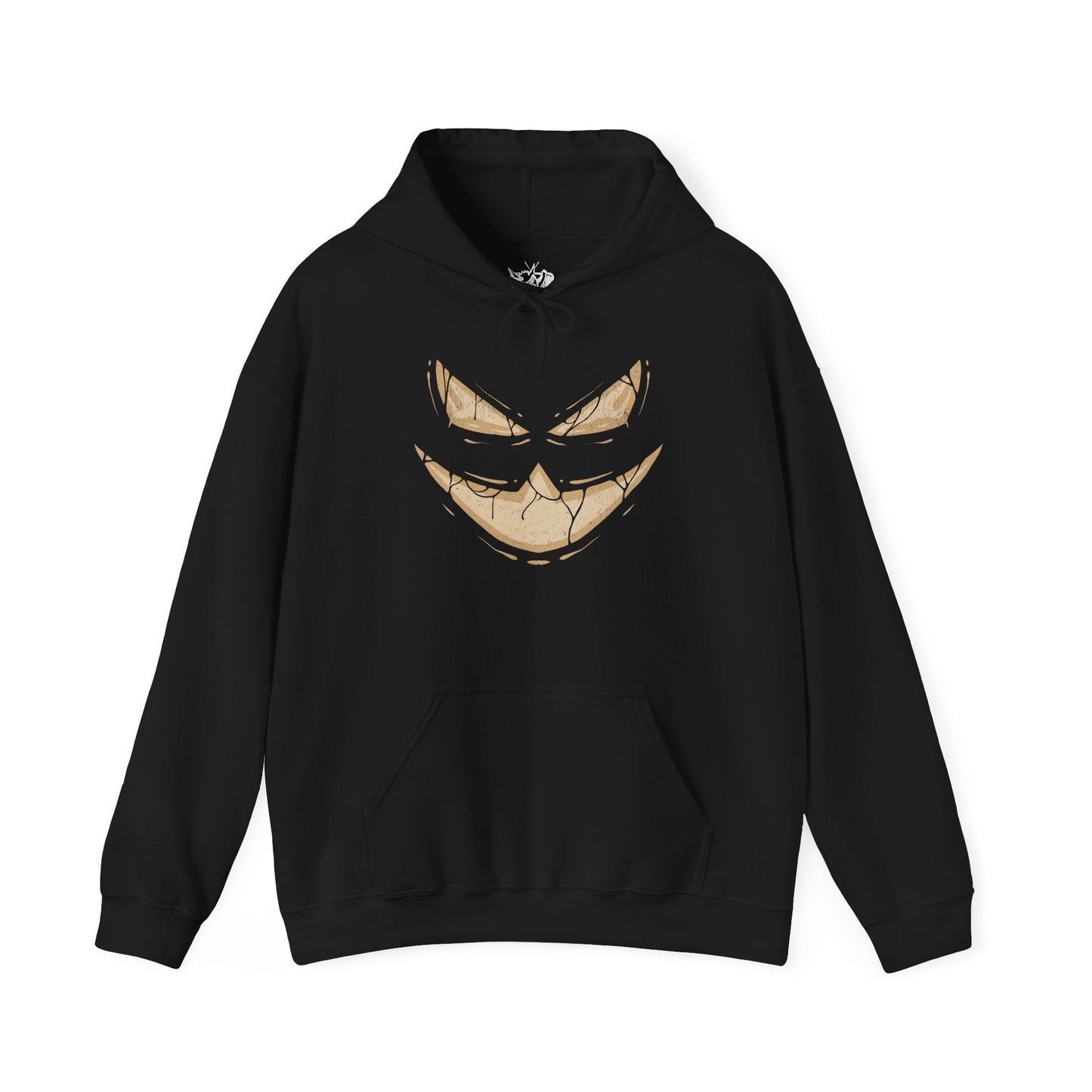 Image 4 of a Hooded Sweatshirt depicting Trevenant looming over a misty woodland path, its silhouette blending with towering trees as glowing eyes watch from the darkness. Subtle faces seem to form within its bark, hinting at the spirits bound inside. The design reflects Trevenant’s lore as a cursed forest spirit Pokémon, symbolizing vengeance, possession, and the eerie life hidden within Kalos forests.